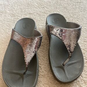 Fitflop Silver Sequin Slides